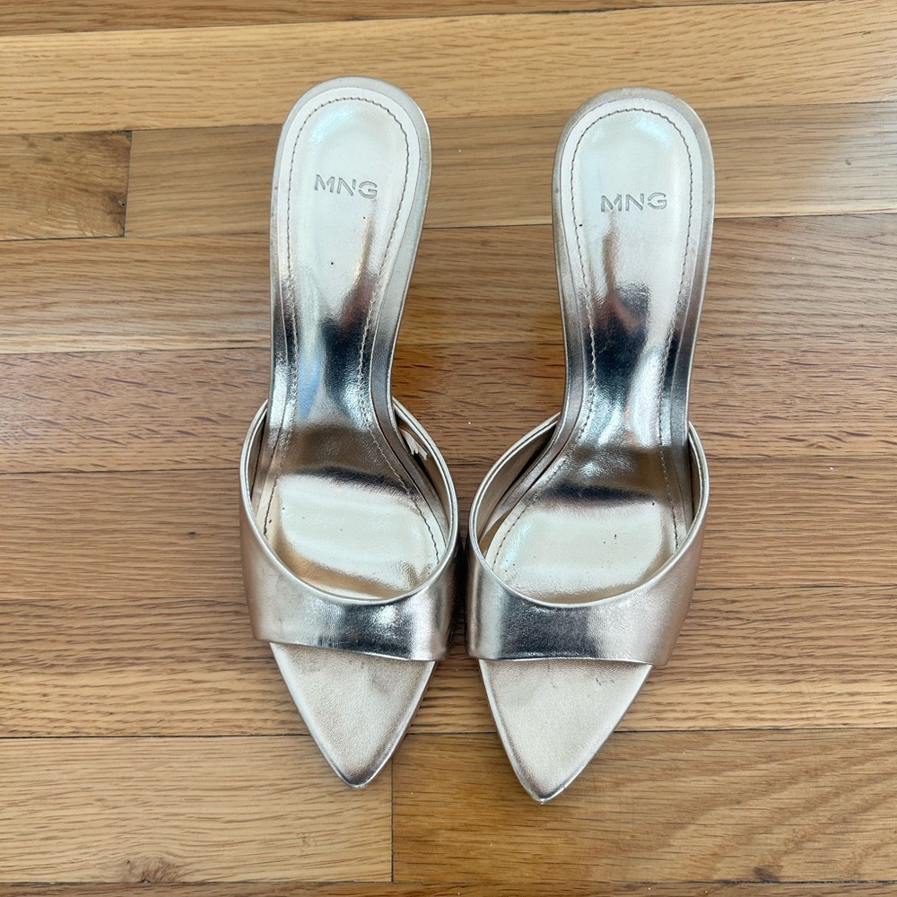 Mango Women's Metallic Gold Heels